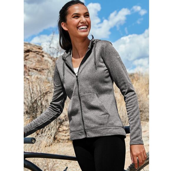 Nike Dri-FIT Full Zip Fitted Track Jacket Thumbhole Pockets Gray Womens Small - Picture 1 of 7